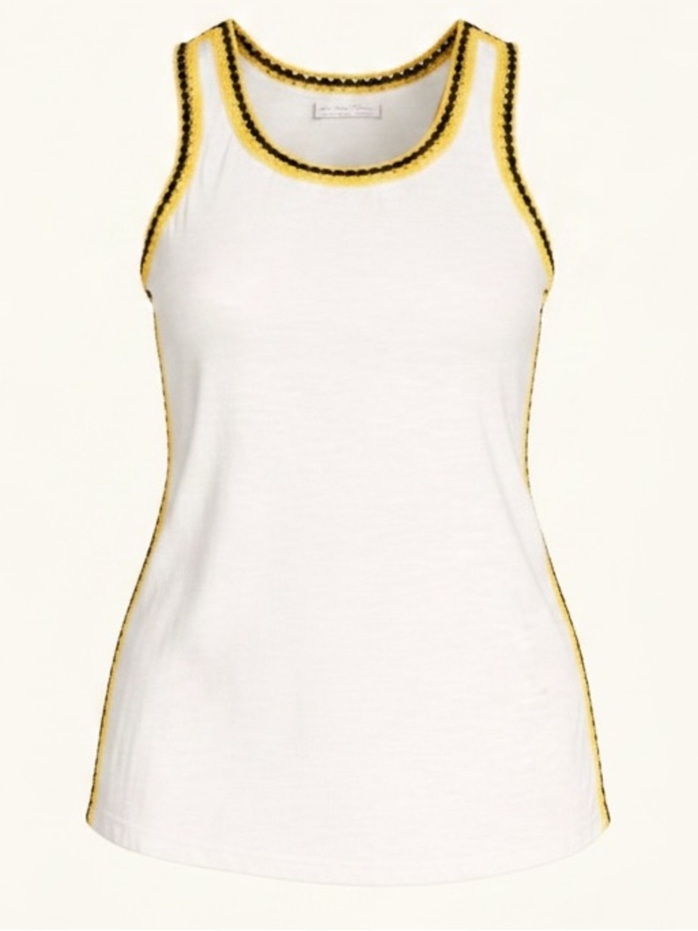 We The Free Bora Bora Tank Top Medium White Yellow Black Trim